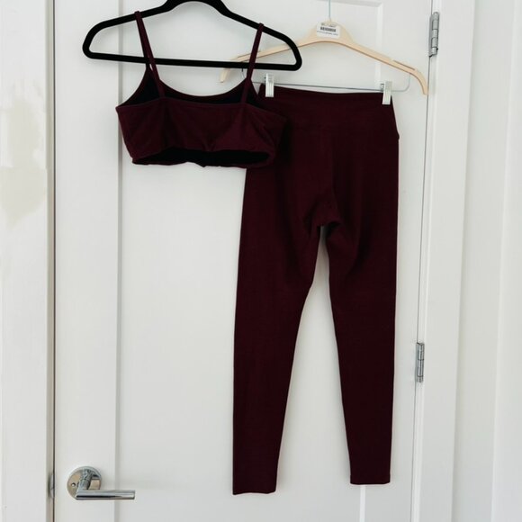 Year of Ours, Burgundy Marl Sports Bra & Legging Set (Small leggings, Medium bra - Picture 1 of 6